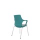 Turquoise Perforated Back Chair With Integrated Arms, Upholstered Seat And Chrome 4 Leg Frame